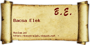 Bacsa Elek névjegykártya