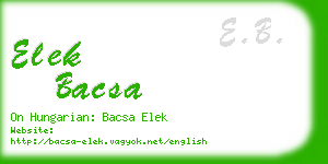 elek bacsa business card